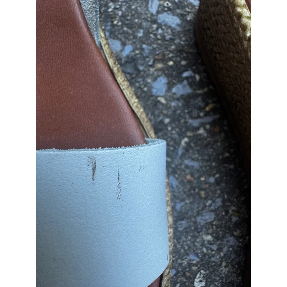 Via Veneto White Leather Platform Sandals Made in Italy Size 38 Espadrille Wedge